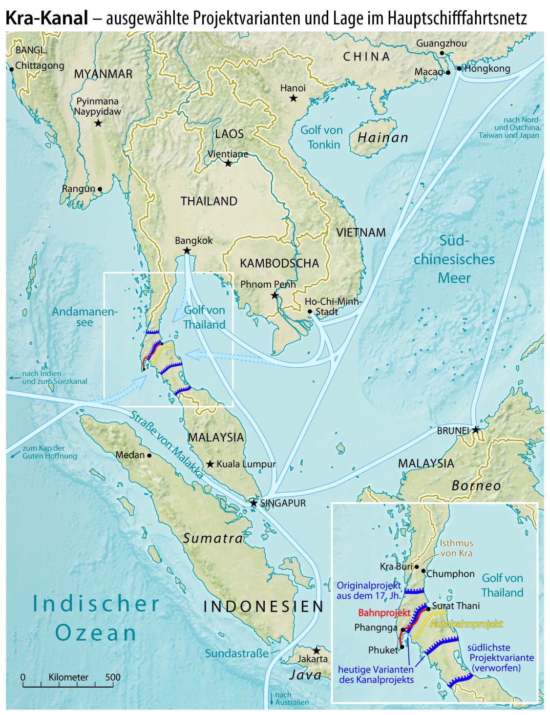 Proposed Thai Canal routes | Commons