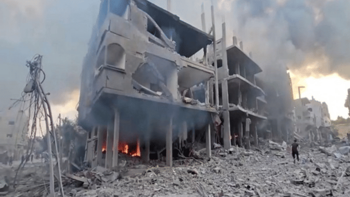 A destroyed building at Gaza's Jabalia refugee camp, following Israeli strikes on the enclave on October 14, (Photo Credits: Reuters)