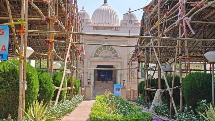 Durga Puja pandal being set up at Ramakrishna Mission Delhi | Poulomi Banerjee, ThePrint