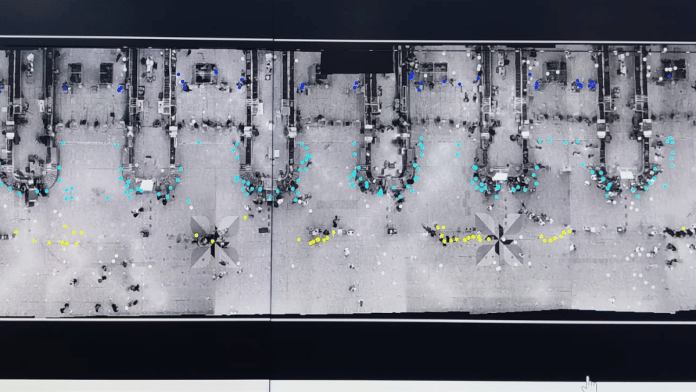 One of the many screens at CISF's Aviation Security Control Centre (ASCC) showing a section of an airport | ThePrint | By Special Arrangement