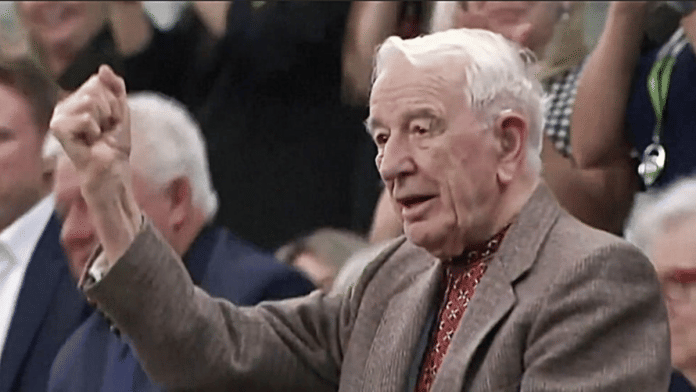 Ukrainian Nazi veteran Yaroslav Hunka in Canadian Parliament | Pic credit: X/@JimFergusonUK