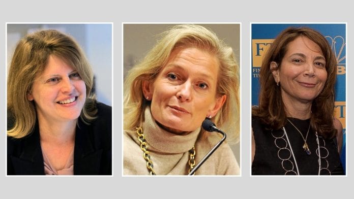 Sally Buzbee, executive editor of The Washington Post, Zanny Minton Beddoes, editor of The Economist and Roula Khalaf, editor of Financial Times (left to right) | Commons  