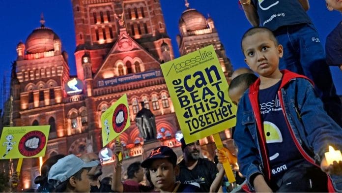 Representational image of cancer-affected children taking part in an awareness campaign | Photo: ANI