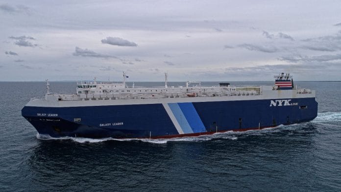 A view of the British-owned and Japanese-operated cargo ship Galaxy Leader, which was reported to have been captured by Houthis in the southern Red Sea, in this handout image taken near Queensland, Australia | Handout via Reuters