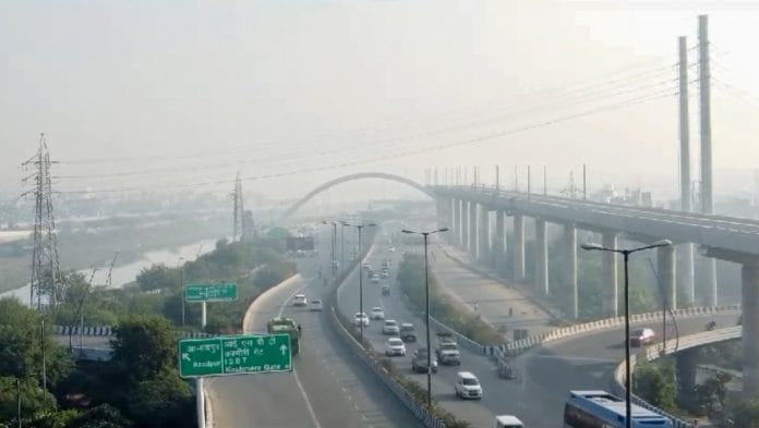 Commuters travel on the Karnal Bypass amid smog as the Air Quality Index (AQI) in the national capital remains in the 'Poor' category as per the Central Pollution Control Board (CPCB), in New Delhi | File Photo: ANI