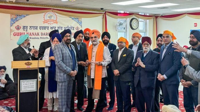 Representational image of Taranjit Singh Sandhu offering prayers at New York Gurdwara | ANI