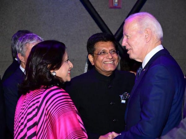 Piyush Goyal meets US President Joe Biden at APEC welcome reception