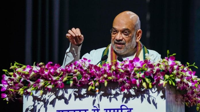 Union Home Minister and Minister of Cooperation Amit Shah addresses during the National Symposium on 'Promoting Organic Products through Cooperatives organised by National Cooperative Organics Limited (NCOL), in New Delhi, on Wednesday | PTI Photo/Vijay Verma