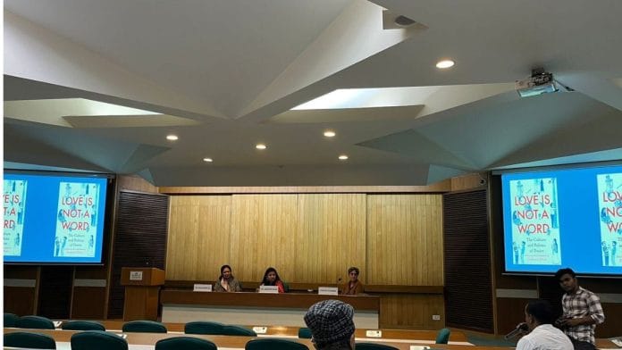 (L-R) Malashri Lal, Debotri Dhar and Pravati Sharma at the launch of Love is Not a Word | Photo: Theres Sudeep, ThePrint