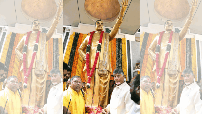 File photo of Telangana TDP chief Kasani Gnaneshwar with Chandrababu Naidu. Gnaneshwar quit after Naidu announced the party will not contest Telangana assembly elections | ANI