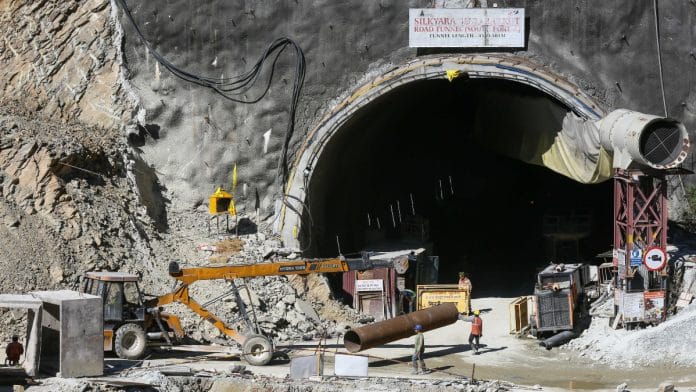 Rescue work in progress at the Uttarkashi tunnel that collapsed trapping 41 workers inside | ThePrint photo | Suraj Singh Bisht