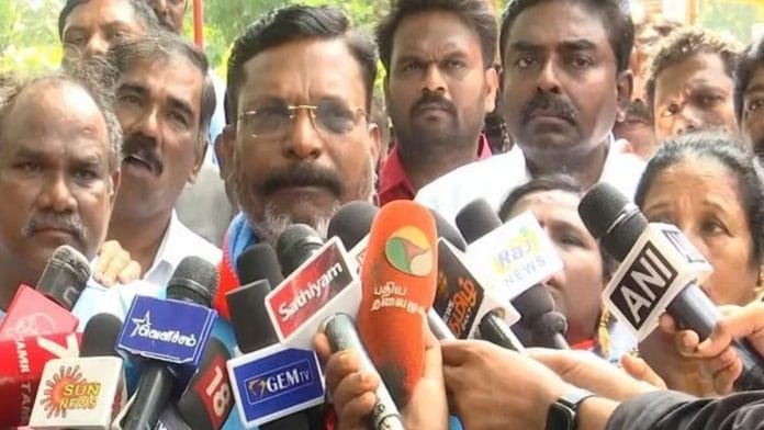 Representational image | VCK founder and MP Tholkappiyan Thirumalavalan (Photo/ANI)