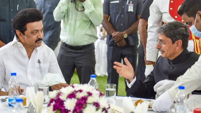 Tamil Nadu CM M.K. Stalin with Governor R.N. Ravi | Photo: PTI