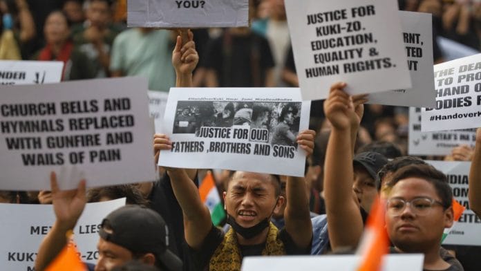 Members of Kuki-Zo community holding demonstration in Delhi on 3 November | Representational image | Manisha Mondal | ThePrint