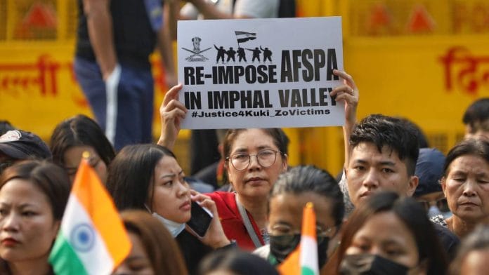 Members of Kuki-Zo community protest in New Delhi’s Jantar Mantar last week | Photo: Manisha Mondal/ThePrint