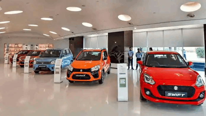 Representative image | Maruti Suzuki models on display at a New Delhi showroom | PTI