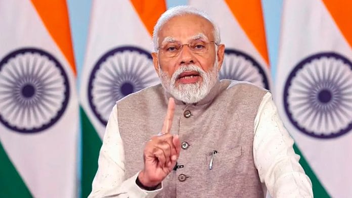 Prime Minister Narendra Modi addresses beneficiaries of 'Viksit Bharat Sankalp Yatra' via a video conference, on Thursday | PTI