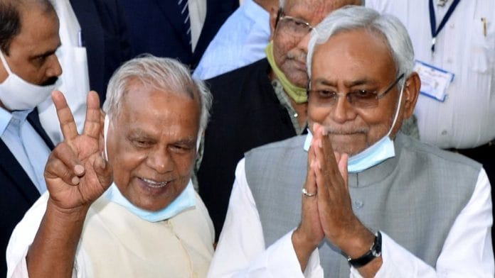 File photo of Jitan Ram Manjhi (L) and Nitish Kumar (R) | ANI