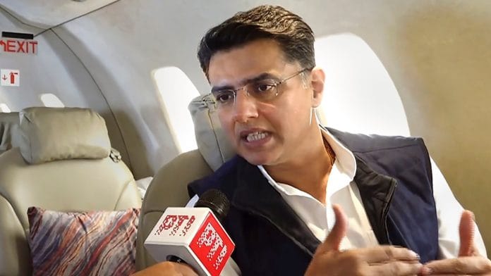 Congress leader Sachin Pilot speaks during an interview with PTI, in Indore, on 14 Nov 2023 | PTI