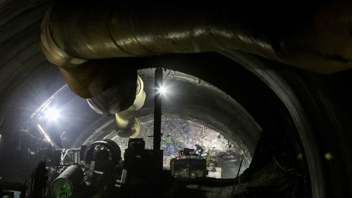 A platform being made for vertical drilling to rescue the trapped workers | Photo: Suraj Singh Bisht/ThePrint