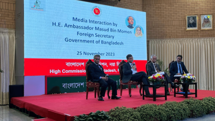 Bangladesh foreign secretary Masud Bin Momen addressing reporters | Pia Krishnankutty | ThePrinr