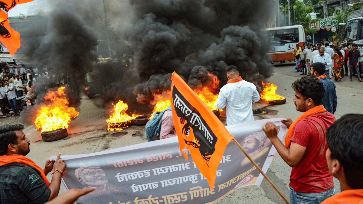 File photo of demonstration against state government over Jalna lathi charge in Nagpur | ANI