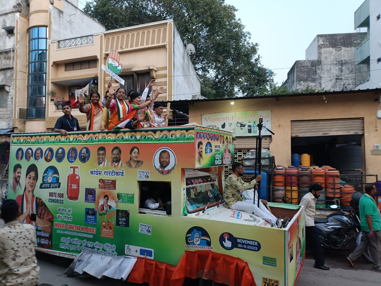 Congress candidate Mogili Sunitha campaigning in Goshamahal, where the sitting MLA is BJP's T Raja Singh | Photo: Prasad Nichenametla | ThePrint
