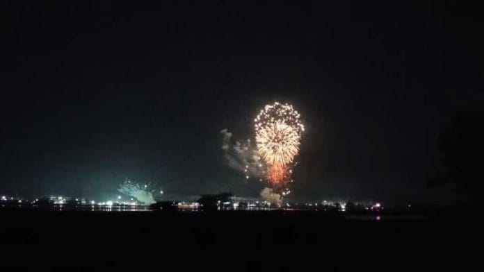 Fireworks at Rising Sun Water Festival, organised near the Deepor Beel wetlands | By special arrangement