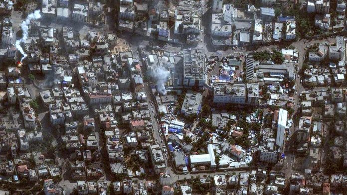 A satellite image shows Al-Shifa hospital in Gaza, on 11 Nov 2023 | Maxar Technologies/Handout via Reuters