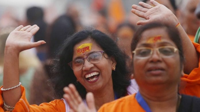 Worshippers going to Ram temple for offering prayers | Photo: Manisha Mondal | ThePrint