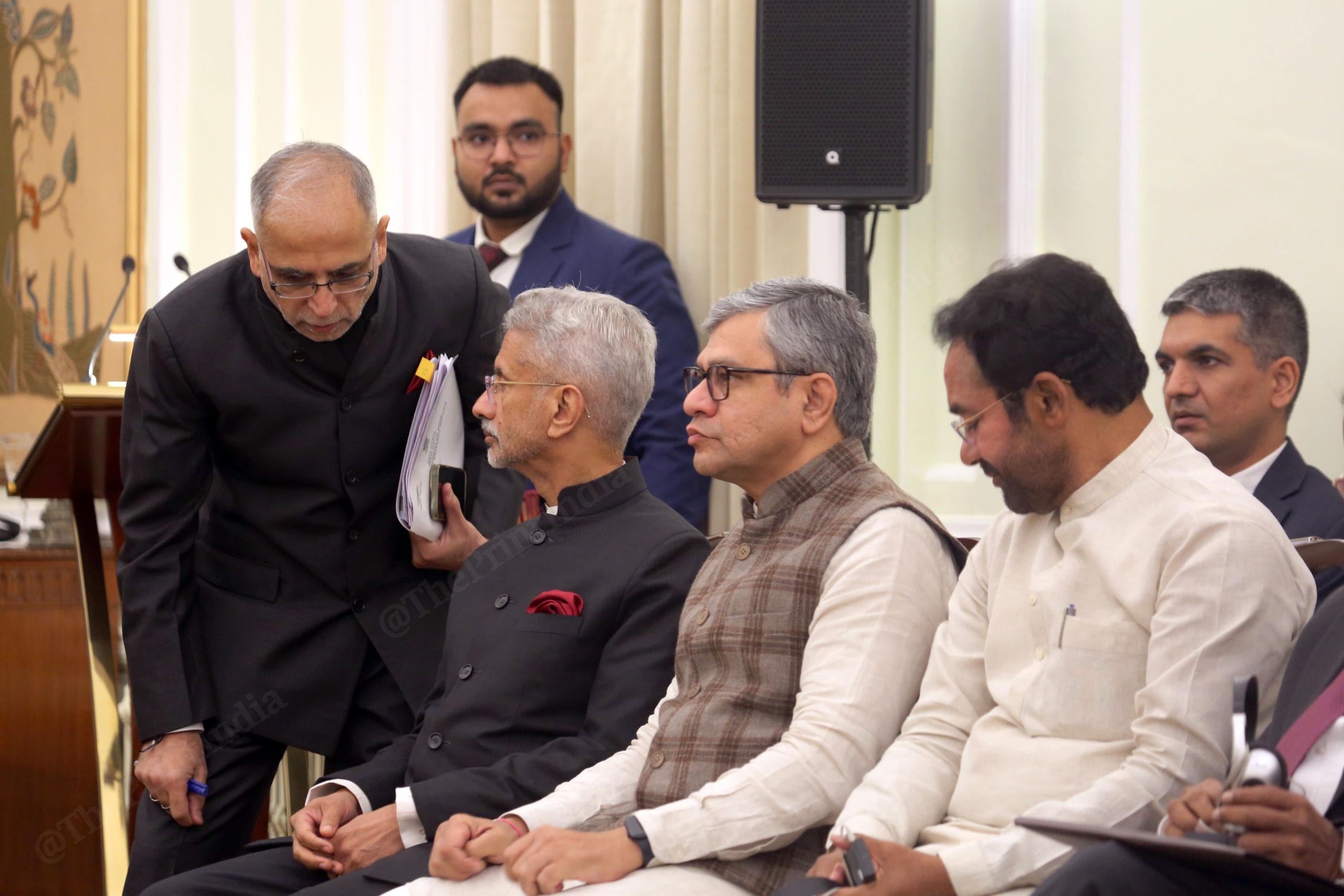 Foreign Secretary Vinay Mohan Kwatra in conversation with EAM S. Jaishankar at Hyderabad House | Praveen Jain | ThePrint