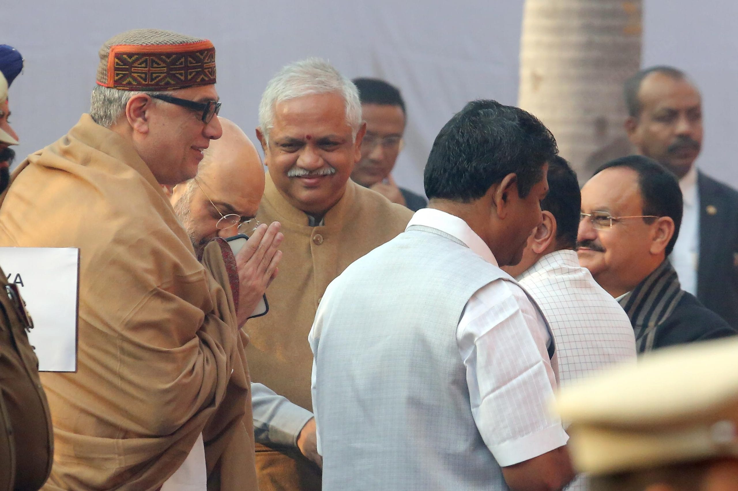 (L-R) TMC leader Derek O'Brien Home MInister Amit Shah, BJP National General Secretary BL Santhosh , BJP National President JP Nadda others during a tribute ceremony to pay homage to those who lost their lives in the 2001 Parliament attack on its anniversary | Praveen Jain | ThePrint