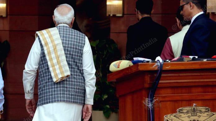 Prime Minister Narendra Modi after addresing media outside Parliament on the first day of the Winter session | Praveen Jain | ThePrint