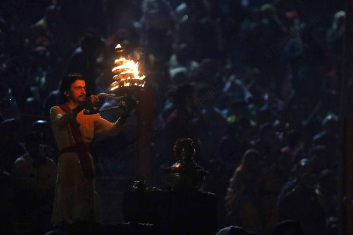 The evening aarti of holy river Sarju| Photo: Manisha Mondal | ThePrint
