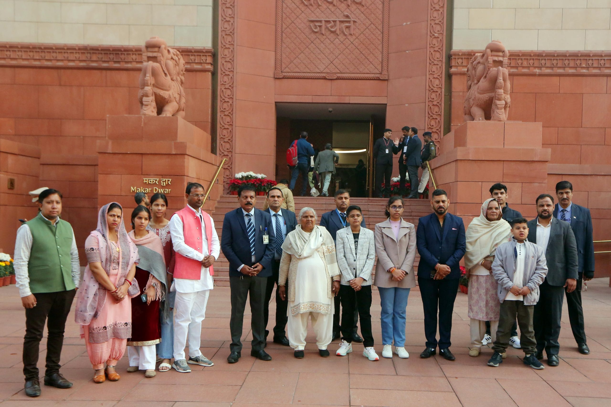 Family members of martyrs, who lost their lives in the 2001 Parliament attack, during a tribute ceremony at the Samvidhan Sadan | Praveen Jain | ThePrint