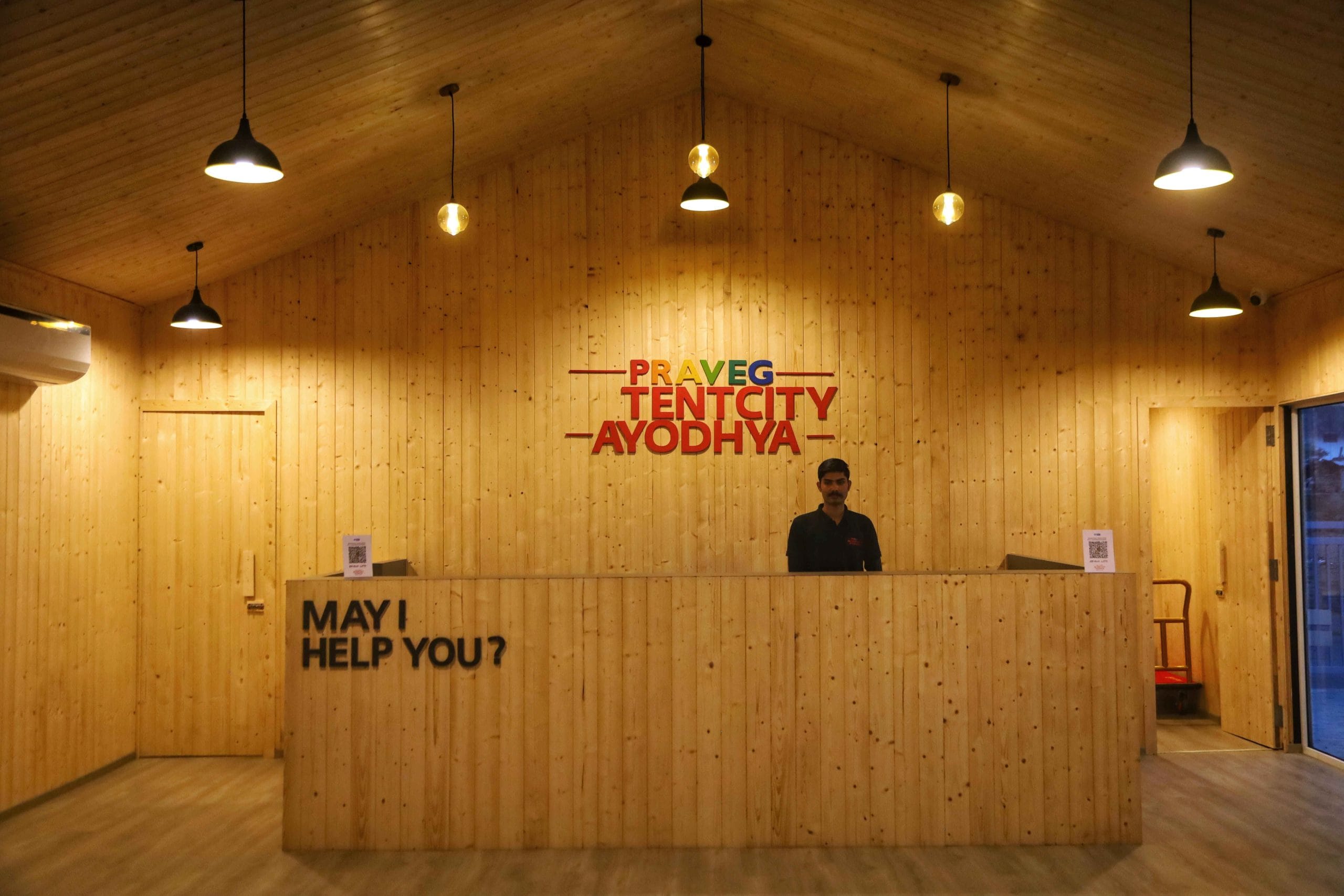 A view of the reception desk at 'Praveg', one of the tent cities. There are 35 tents in the vicinity | Manisha Mondal | ThePrint