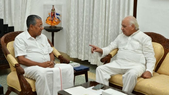 Kerala Chief Minister Pinarayi Vijayan with Governor Arif Mohammad Khan | File photo | Image via Twitter/@KeralaGovernor
