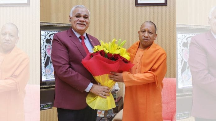 Durga Shanker Mishra, UP Chief Secretary, with CM Yogi Adityanath | X, @ChiefSecyUP