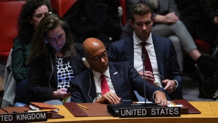 Robert A. Wood, Alternate Representative of the U.S. for Special Political Affairs in the U.N., attends a meeting about invoking Article 99 of the United Nations charter to address the humanitarian crisis in the midst of conflict between Israel and the Palestinian Islamist group Hamas, at the UN headquarters in New York City, U.S., December 8, 2023. REUTERS/David Dee Delgado