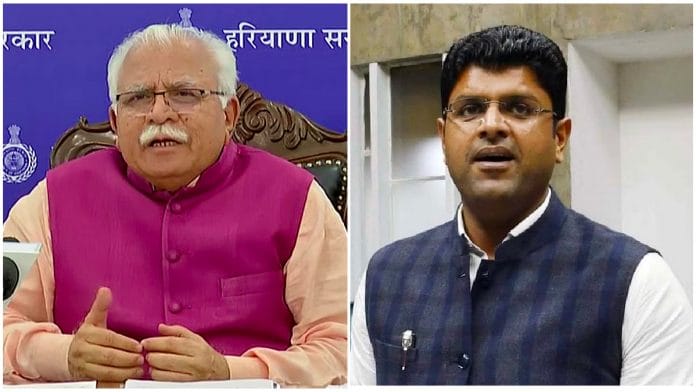 Chief Minister Manohar Lal Khattar and his deputy Dushyant Chautala | ANI