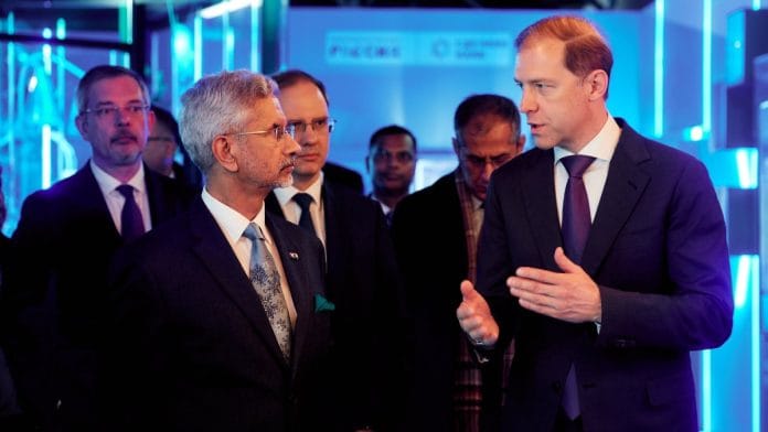 External Affair Minister S. Jaishankar with Russia Deputy PM Denis Manturov | X/@DrSJaishankar