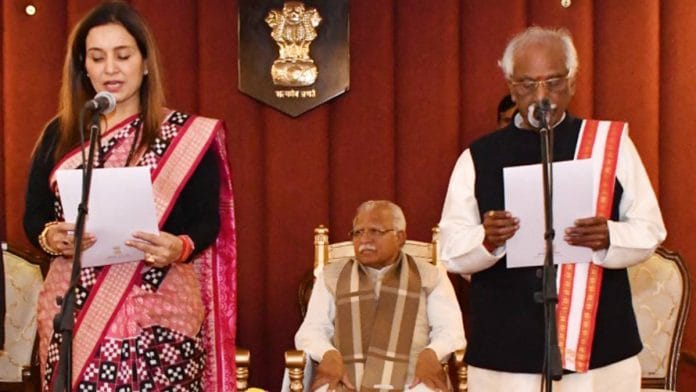 Sonia Trikha Khullar being sworn in as a member of the Haryana Public Service Commission Tuesday | Photo: By special arrangement