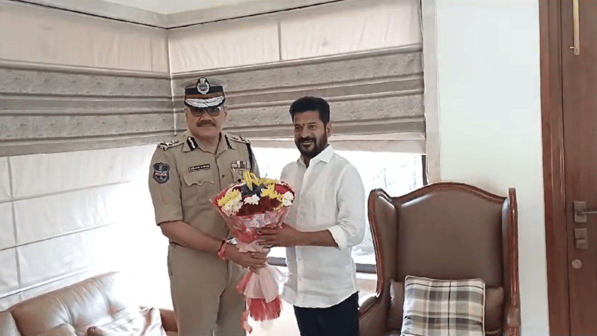 Telangana DGP Anjani Kumar with Revanth Reddy, Sunday | By special arrangement