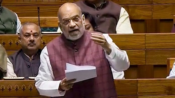 Union Home Minister Amit Shah speaks in the Lok Sabha during the Winter session of Parliament in New Delhi, on 6 December 2023 | PTI