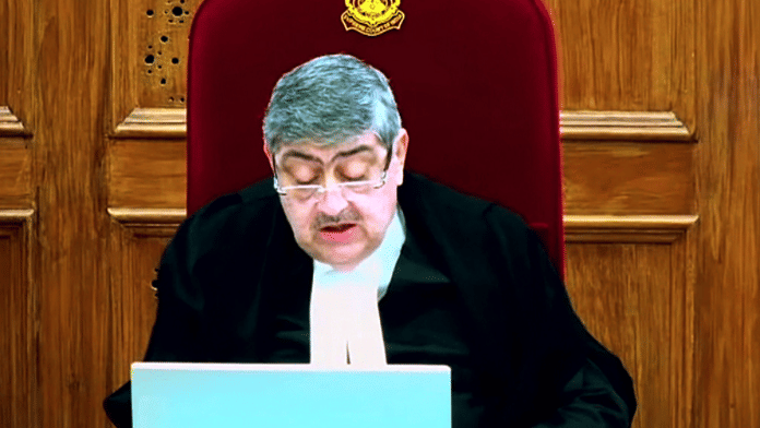 Supreme Court Justice Sanjay Kishan Kaul delivers his minority but concurring view on a batch of petitions challenging the abrogation of Article 370 and the bifurcation of the erstwhile state of Jammu and Kashmir into two Union territories in New Delhi | ANI