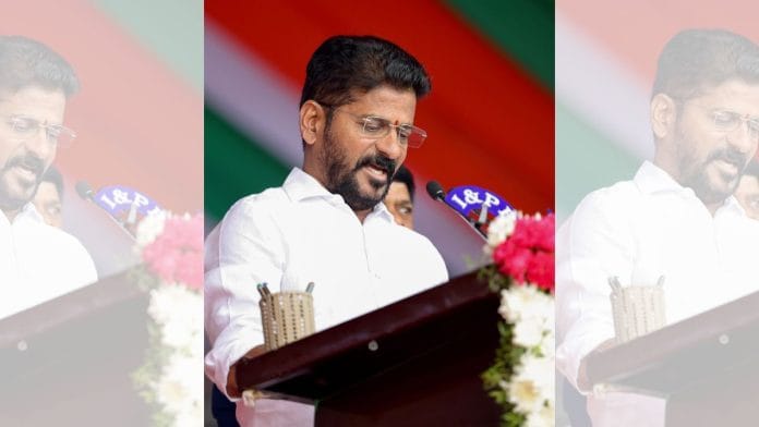 File photo of Revanth Reddy taking oath as Telangana chief minister | ANI