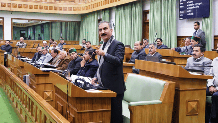 Himachal Pradesh CM Sukhvinder Singh Sukhu at the Vidhan Sabha's Winter Session at Tapovan Dharamshala in Kangra district | Pic credit: X/@SukhuSukhvinder