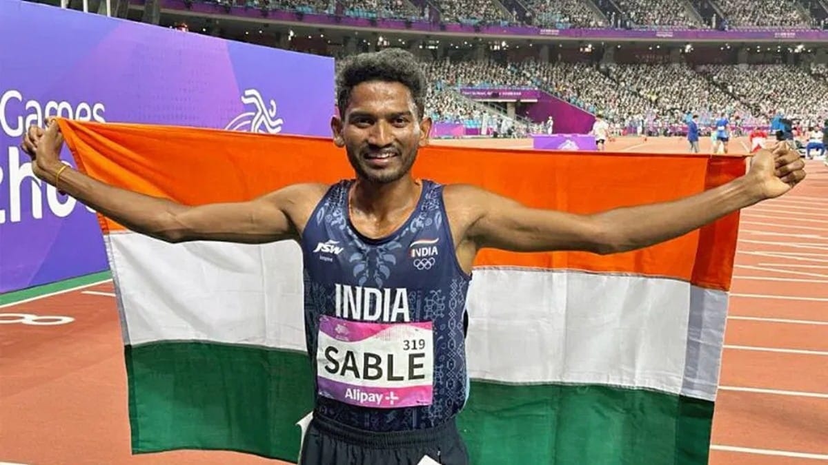 Avinash Sable in Hangzhou. He became the first Indian man to win the gold medal in 3000m steeplechase at the Asian Games | ANI Photo
