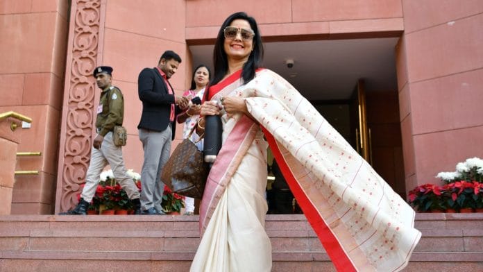 Mahua Moitra in front of the parliament | ANI