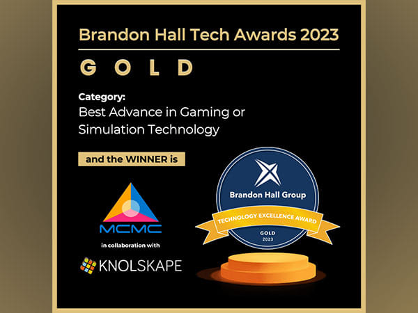 KNOLSKAPE and MCMC win the GOLD Award in the 'Simulation Technology' category at the Brandon Hall Group Awards 2023 